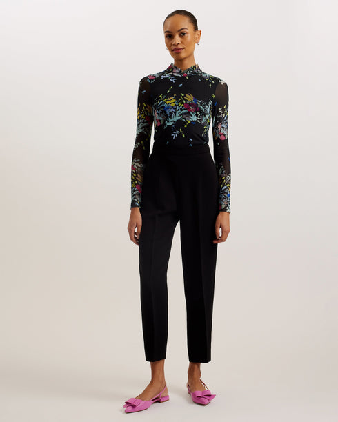 AMANDHA-Tops-Printed Mesh Long Sleeve Top- Ted Baker Romania